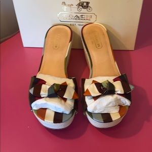Coach Legacy stripe wedge sandals